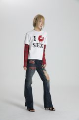 SEXXDEVIL Plaid Washed Jeans
