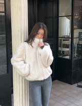 #Elegant Hairy Crop Zip-up Fur Jacket (2color)