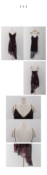 CHAMPAGNE FLORAL UNBALANCE DRESS