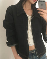 Vocket denim stitch two-way zip-up jacket