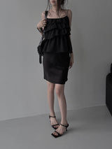 satin slip midi skirt (2color)