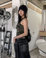 Military color matching line halter top