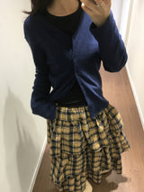 [MD Pick] ピーチプレイドティアードスカート (2color)