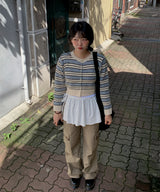 モードストライプカーディガン