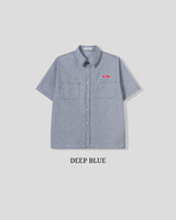 (UNISEX) Piece Stripe Over Shirt