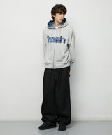 CHECK APPLIQUE HOOD ZIP UP_GREY
