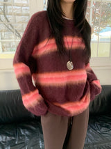 ヘイジーヘアリーストライプルーズフィットニット
