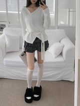DOTINA Ruffle Dot Mini Pants Skirt (Black)