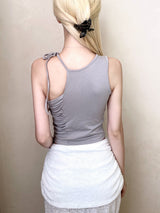 1381. Glad shirring unbal sleeveless (3color)