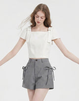 [PRE-FALL] [ATELIER] Elin Ribbon Sleeve Square Neck Blouse Ivory