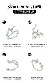[2PACK][Silver] オープンリング (Choose Two of 11 types) (Random Gift Additional)