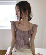 clarity off ruffle & chiffon blouse