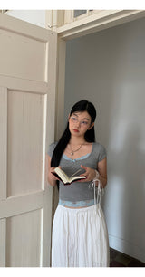 Sky Lace Gray Short Sleeve Tee