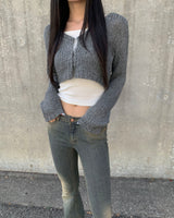 ニットホッククロップカーディガン