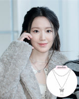[(G)I-DLE Shuhua Necklace] Mystique Butterfly Layered Necklace - Silver color