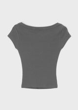 [B-BASIC] ベーシックリブボートネック半袖Tシャツ (2 SIZE)