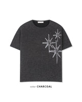 ティアスターエンブロイダードショートスリーブニット