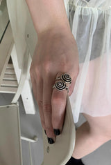Antique silver rose ring