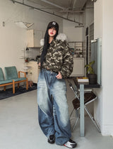 [Fur Detachable] エルモラクーンフードカモフラージュパディング