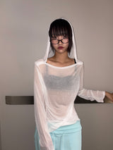 Middle Drape Loose Hooded Long Sleeve T-Shirt 3color