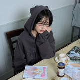 メロウキャットイヤーフーディージップアップ - チャコール