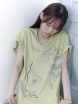 クレヨンフルーツTシャツ (ペアオリーブ)