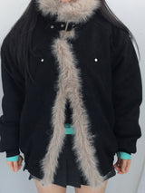 Milkfur high neck suede jumper
