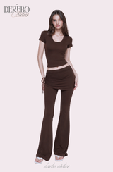 Liiv short-sleeve cap training shirring pants set (LONG PANTS)
