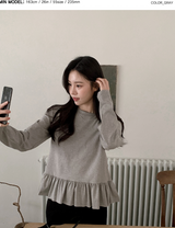 Trendy Layered Frill Long Sleeve T-shirt (3color)