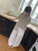 ユカネ カット サマー ワイド コットン パンツ