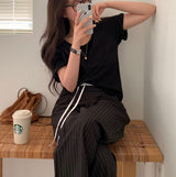[BELLIDE MADE] Roll-up U-neck short-sleeved T-shirt