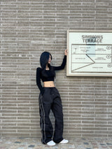 Two-way two-line crunchy wide trek long pants (3 colors)