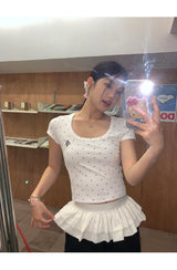 クラシックドットUネッククロップ半袖Tシャツ