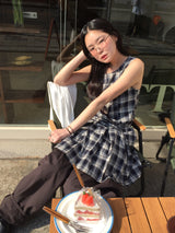 Low Check Pleated Dress (2color)