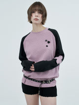 patched raglen t-shirts / blueberry