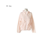 Pita Color Matching Shirring Windbreaker Hood Zip-Up