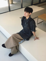  Loose Patch Washed Half Shirt 2C