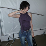 [Seaton] tie shirring halterneck sleeveless - 4color