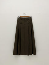 Pleat Twill Long Skirt