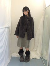 highneck puffy fur jacket
