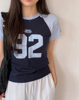スポーティーラグランカラー半袖Tシャツ (4color)