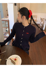ツイステッドフリルニットロングスリーブカーディガン