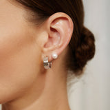 silver flat medium rhodium plating + 925 silver earrings E062-04H