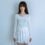 lace letter tee (white)