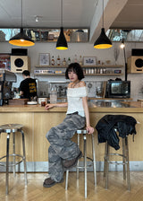 CAMO COTTON BALLOON PANTS