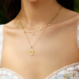mini disc drop stacking 14k gold plating + 925 silver necklace N063-02G