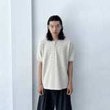 Button Shoulder Henley Waffle Tee