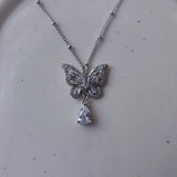 [IDLE Shuhua Necklace] クリスタルバタフライセレナードカラーボーンネックレス