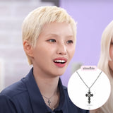 [NMIXX Haewon Necklace] Nocturne Gothic Cross Collarbone Necklace (Stainless Steel)