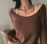 [MADE] Petal, dot wide U-neck T-shirt